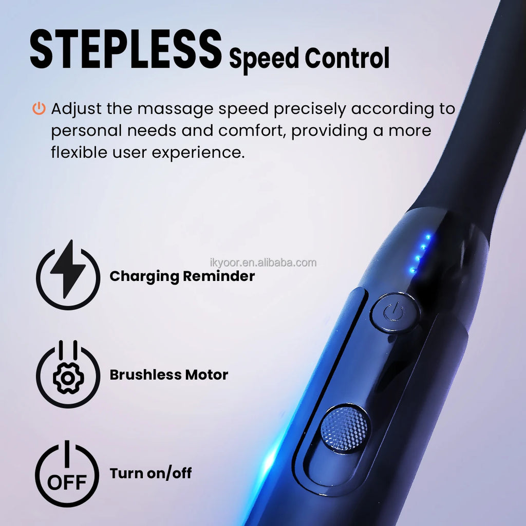 Long-Reach Back Massage Gun — Extended Handle, 4 Heads