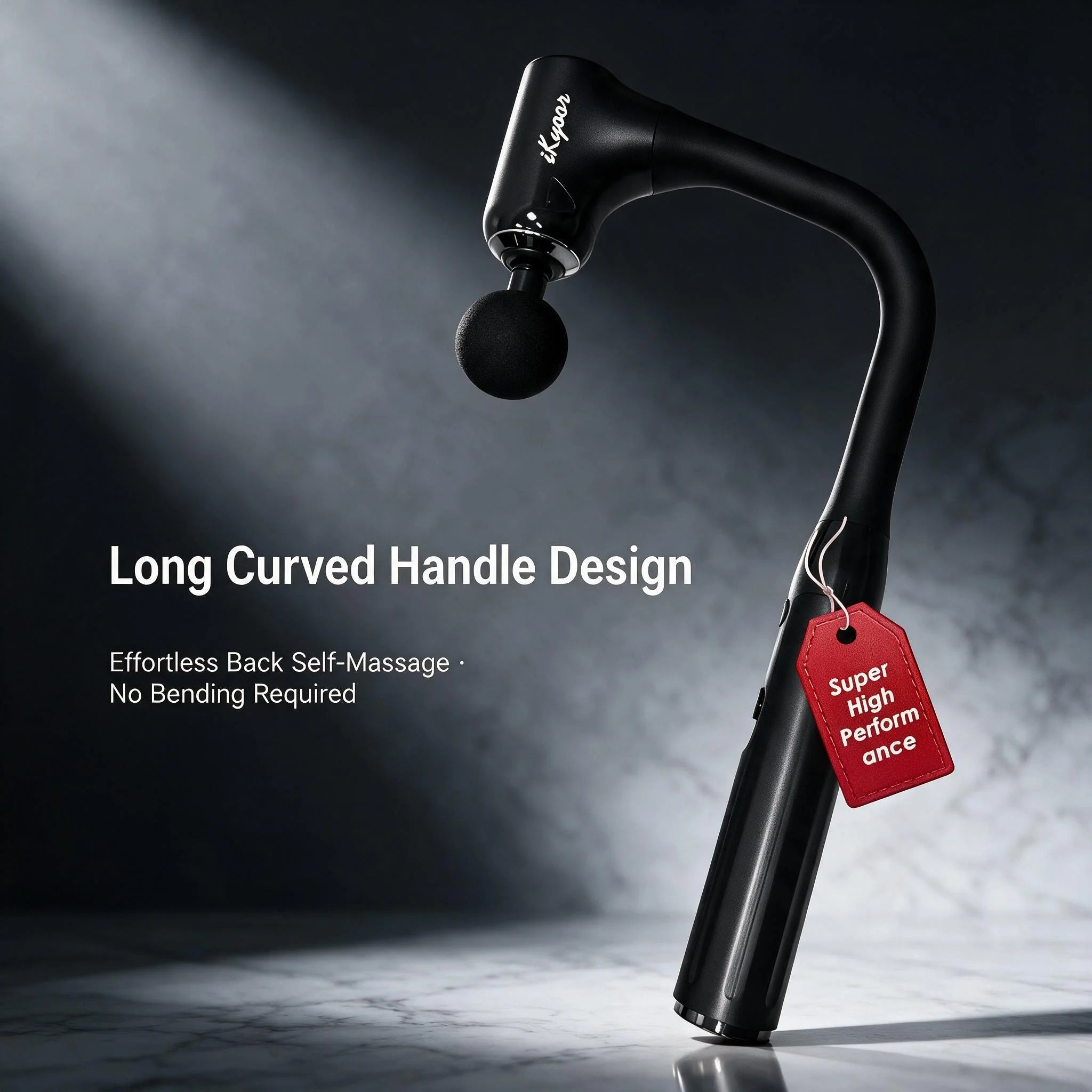 Long-Reach Back Massage Gun — Extended Handle, 4 Heads